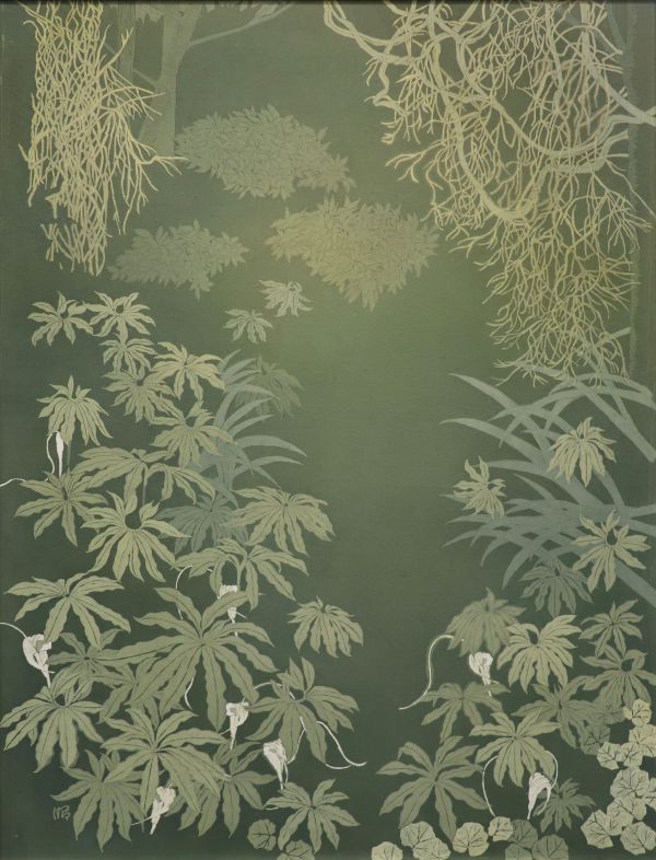 第74回 光陽展　委員　黄地　昭代（ｵｵﾁ ｱｷﾖ）　岬へ（うらしまくさをみながら）　(染）F80